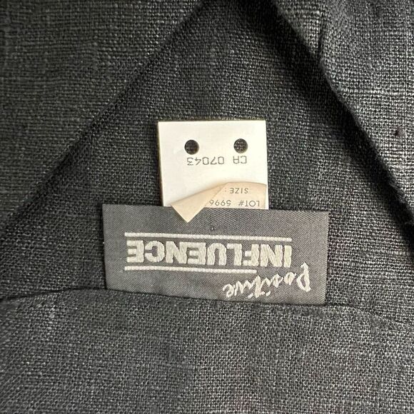 Vintage Positive Influence Women’s 14 Black 100% Linen Hieroglyphics Top Shirt - Picture 10 of 15